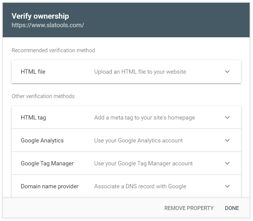 URL Verification Options Google Search Console